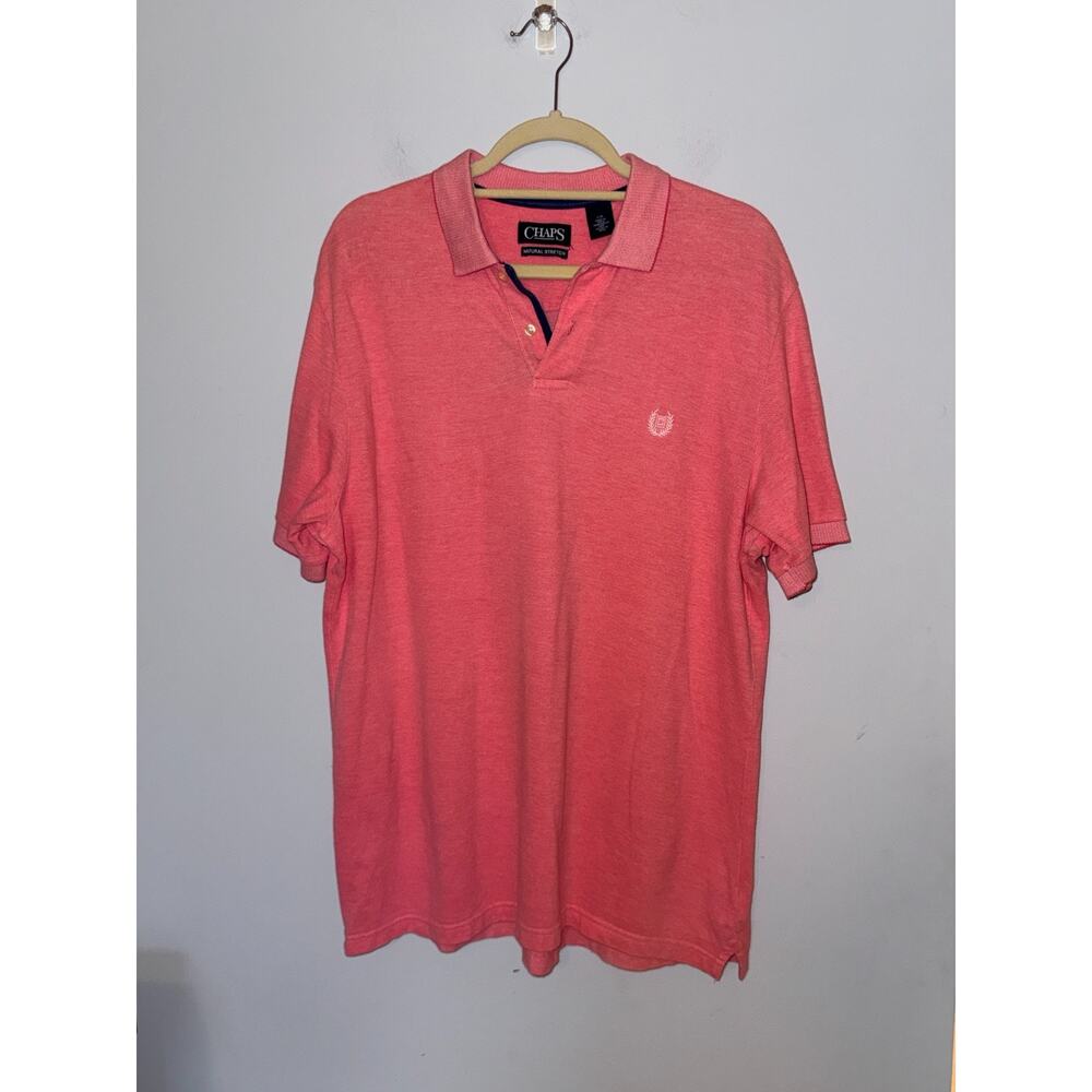 Chaps Mens Natural Stretch 100% Cotton Polo Size Large Dark Pink Golf Preppy